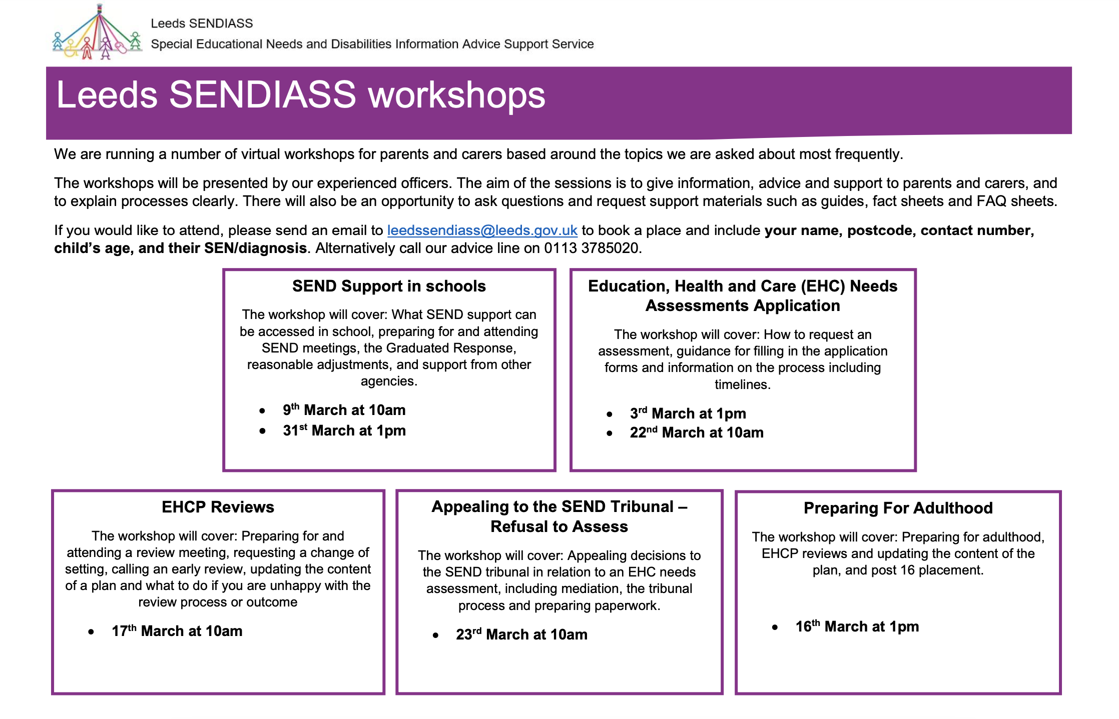 Sendiass workshops